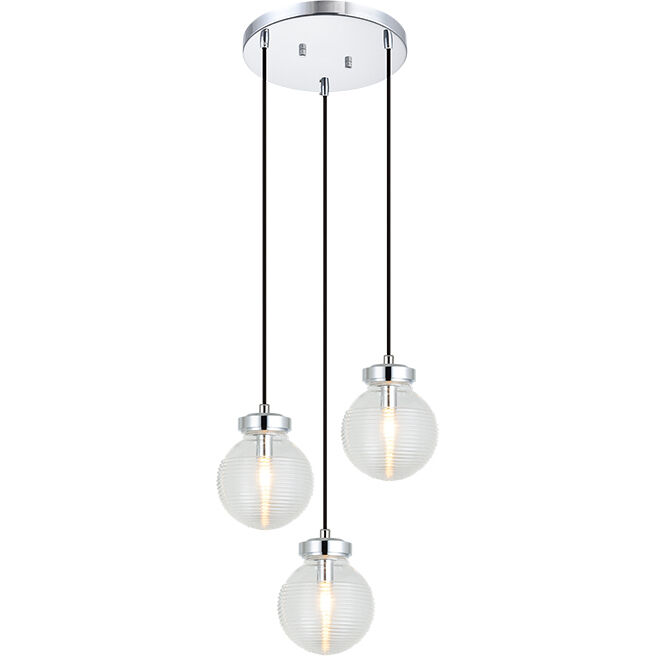 Ridge 3 Light 15.25 inch Chrome Pendant Ceiling Light in Chrome and Clear