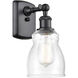 Ballston Ellery LED 5 inch Matte Black Sconce Wall Light in Seedy Glass, Ballston
