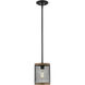 Mesa 1 Light 7 inch Matte Black/Wood Grain Mini-Pendant Ceiling Light