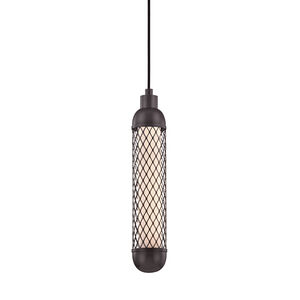Hayes LED 4 inch Old Bronze Pendant Ceiling Light, White Frosted, Metal Mesh