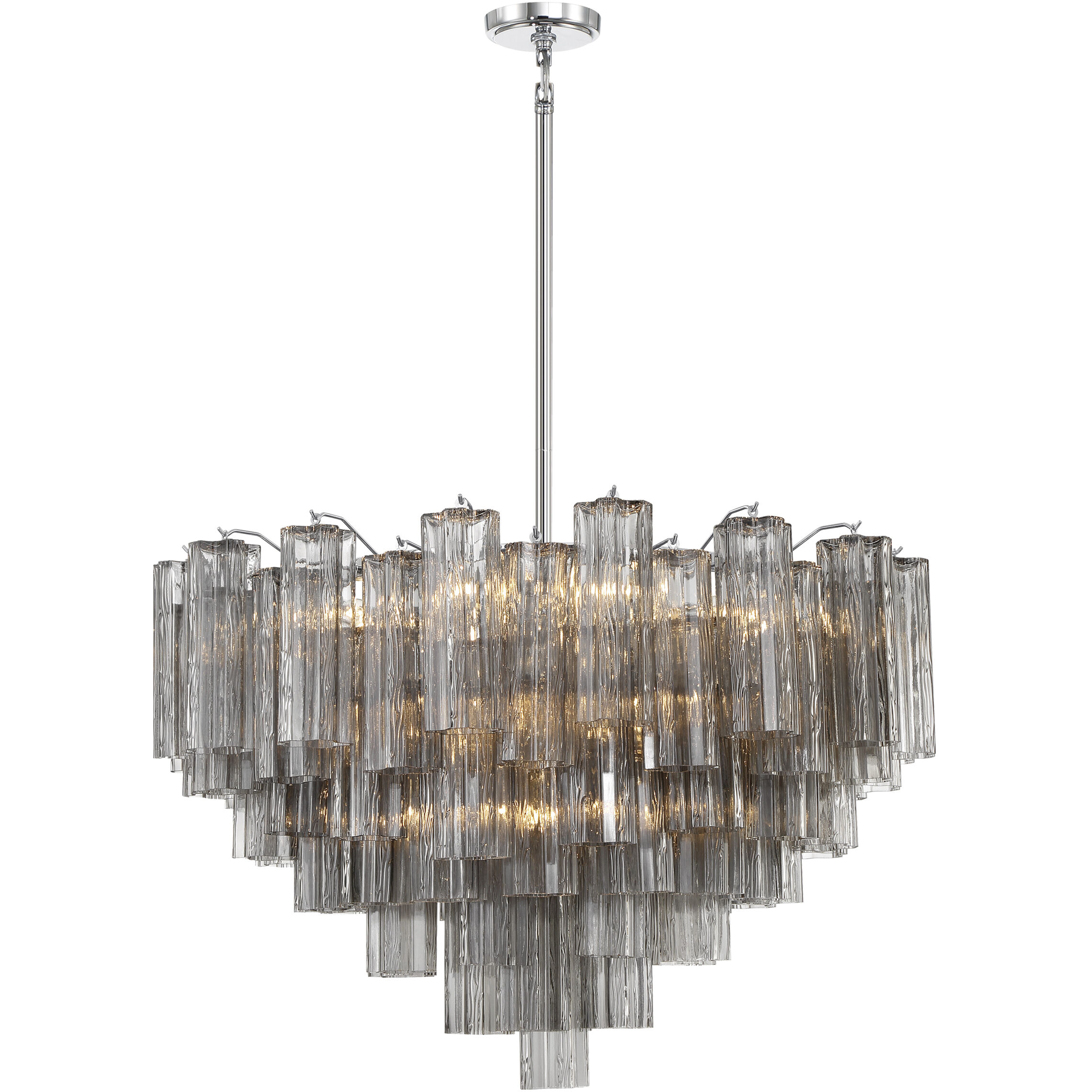 Addis 16 Light 32 inch Polished Chrome Chandelier Ceiling Light in Tronchi Glass Smoke