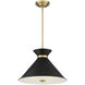 Lamar 3 Light 18 inch Black with Warm Brass Accents Pendant Ceiling Light