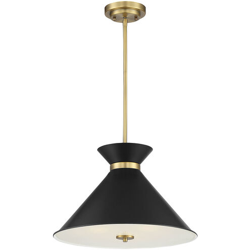 Lamar 3 Light 18 inch Black with Warm Brass Accents Pendant Ceiling Light in Matte Black with Warm Brass