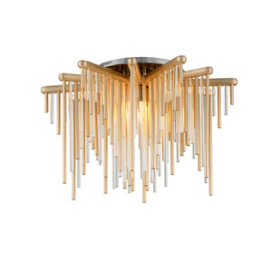 Theory LED 21 inch Gold Leaf with Polished Stainless Semi-Flush Mount Ceiling Light