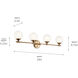 Benno 4 Light 34 inch Champagne Bronze Bath Bracket Wall Light, 4 Arm