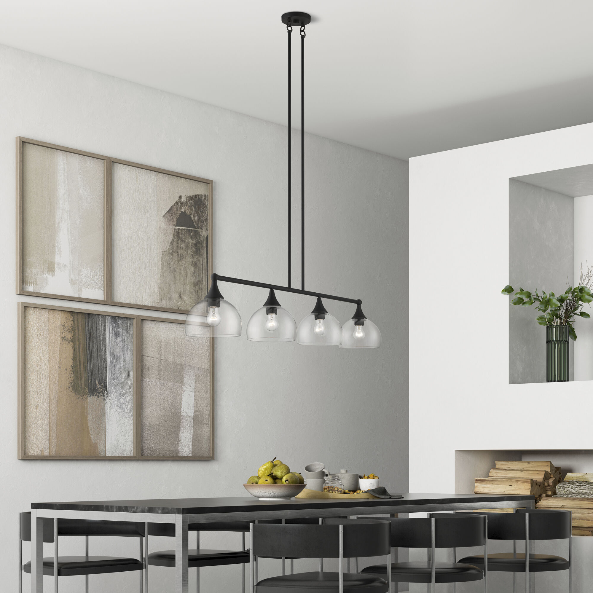 Glendon 4 Light 8.25 inch Black Large Linear Chandelier Ceiling Light