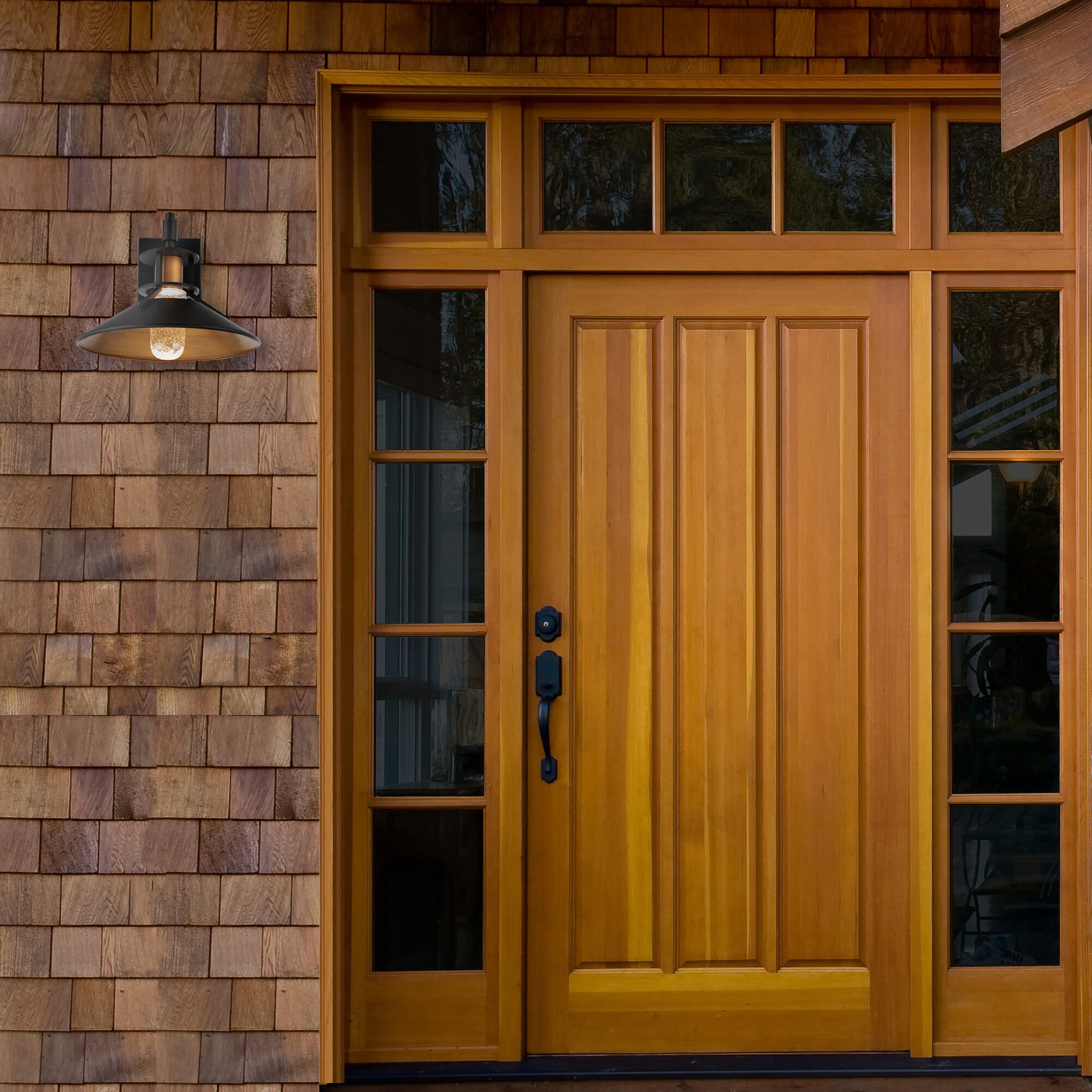 Sleepless LED 14.63 inch Black Aged Brass Outdoor Wall Light, dweLED