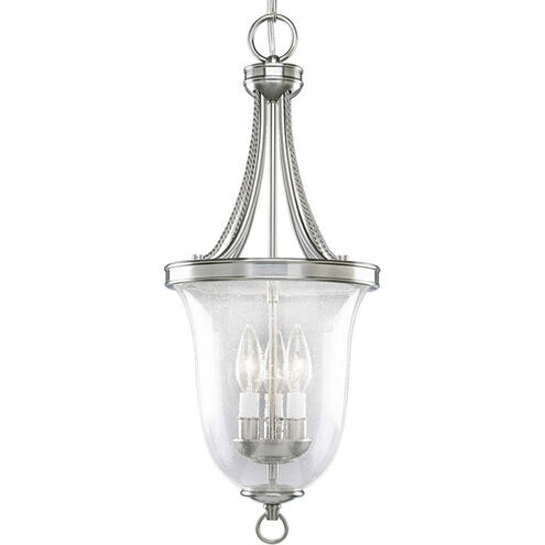 Seeded Glass 3 Light 10 inch Brushed Nickel Foyer Pendant Ceiling Light