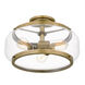 Tapley 3 Light 16 inch Weathered Brass Semi-Flush Mount Ceiling Light