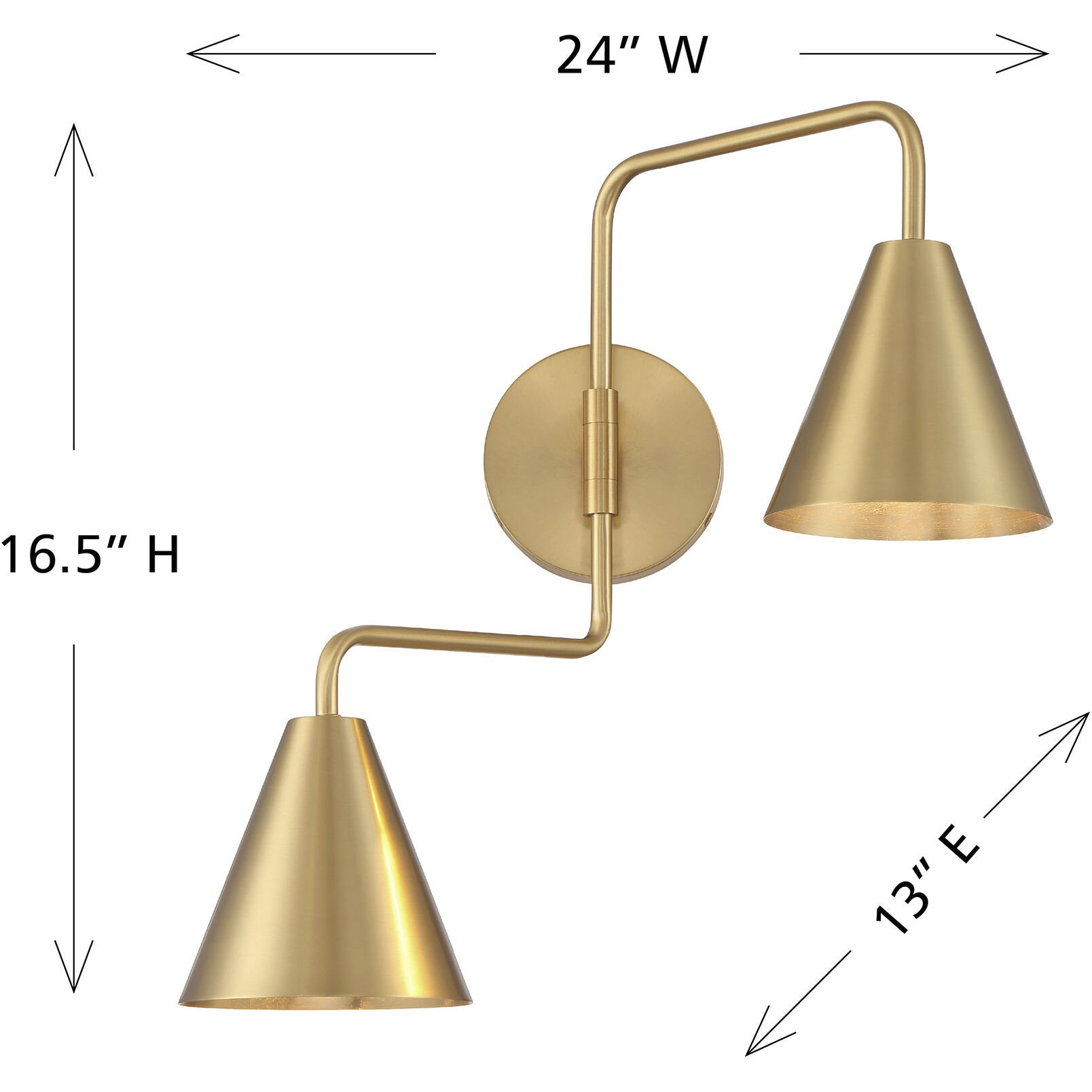 Modern 60.00 watt Natural Brass Adjustable Wall Sconce Wall Light