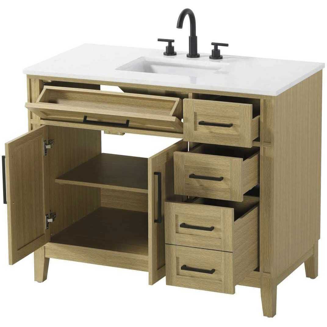 Virginia 42 X 35 inch Honey Brown Bathroom Vanity Cabinet