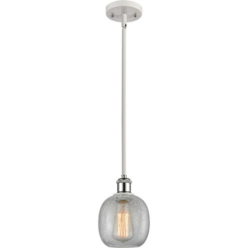 Ballston Belfast LED 6 inch White and Polished Chrome Pendant Ceiling Light in Clear Crackle Glass, Ballston