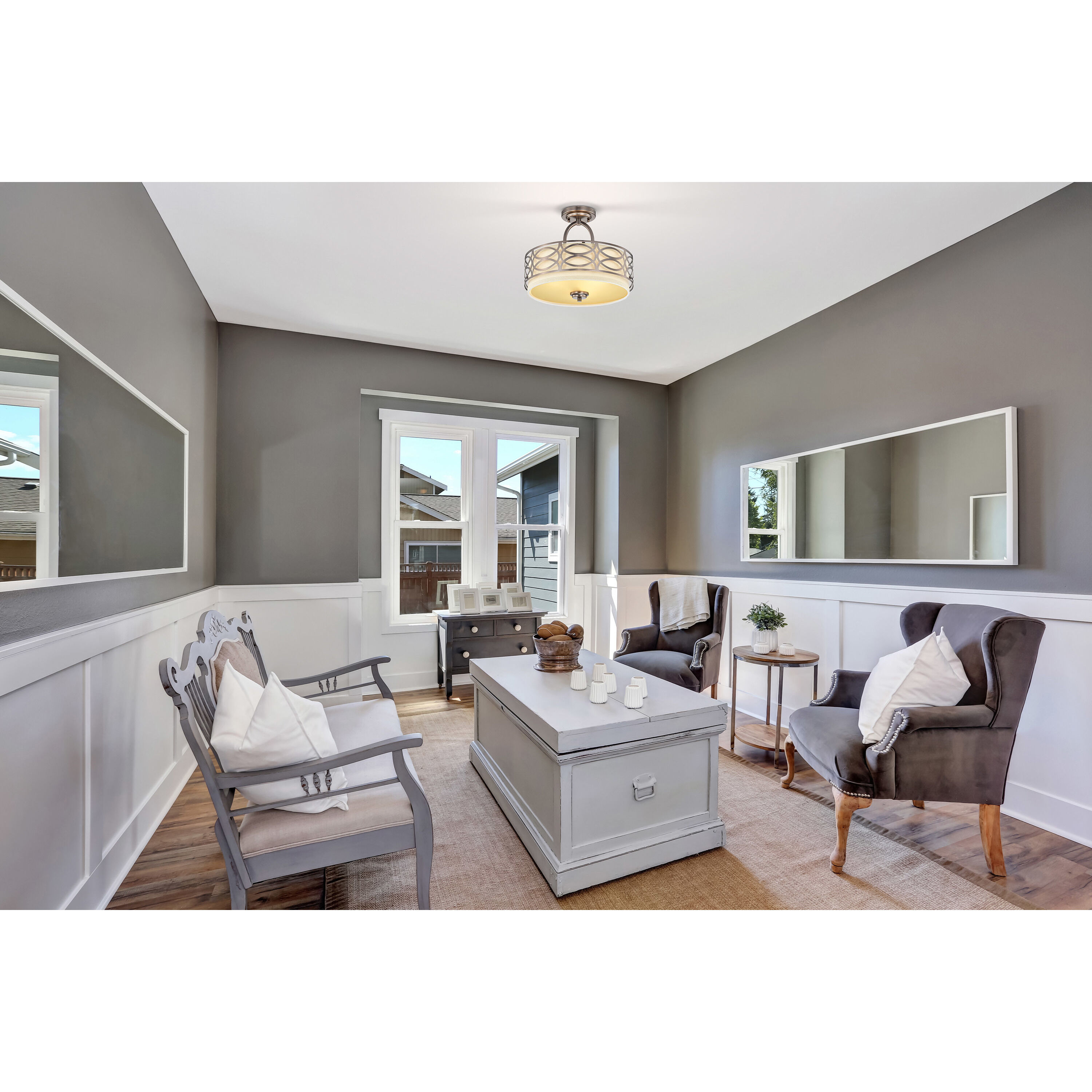 Harlow 3 Light 15 inch Hazel Bronze Semi Flush Mount Ceiling Light