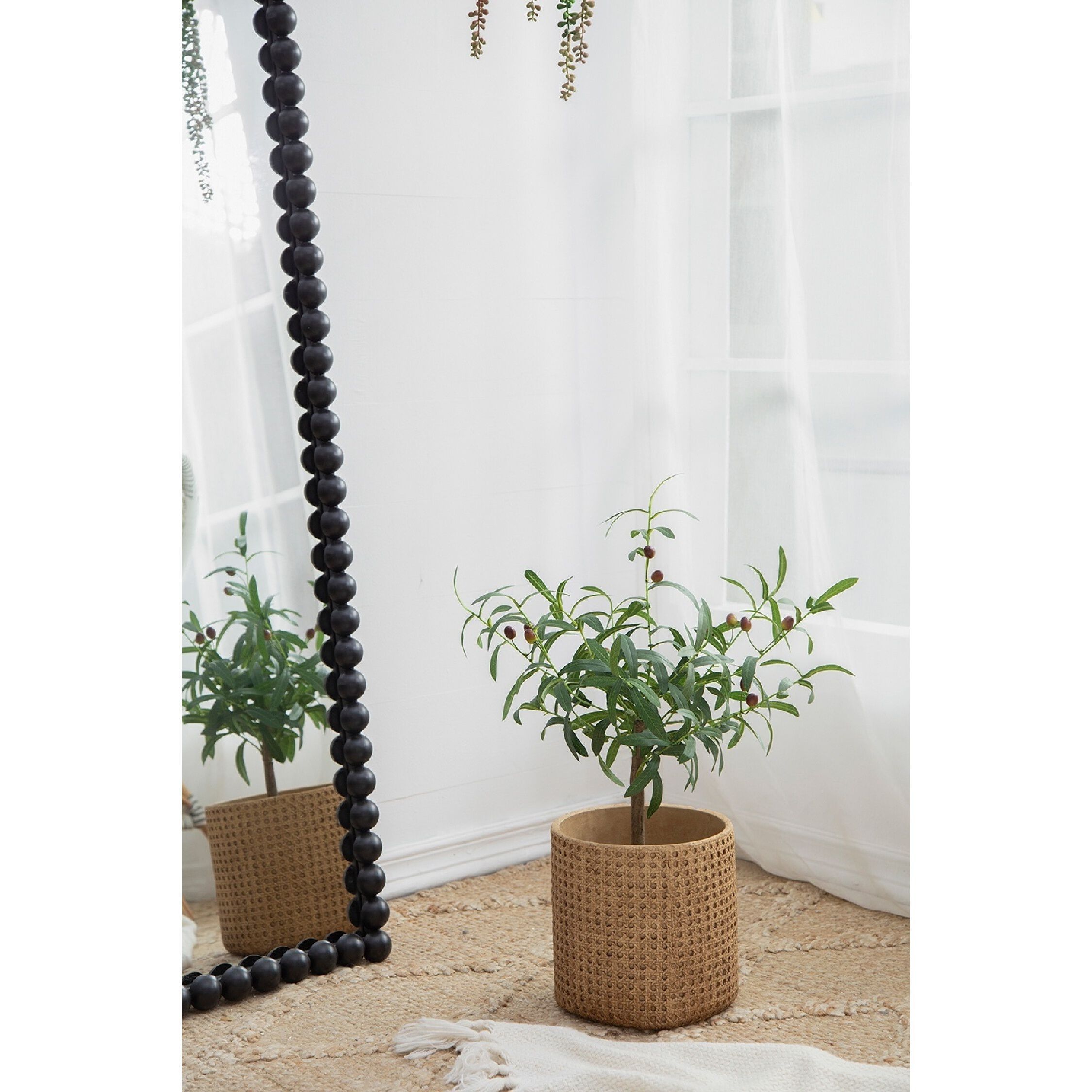 Olive Tree Green and Black Faux Plant