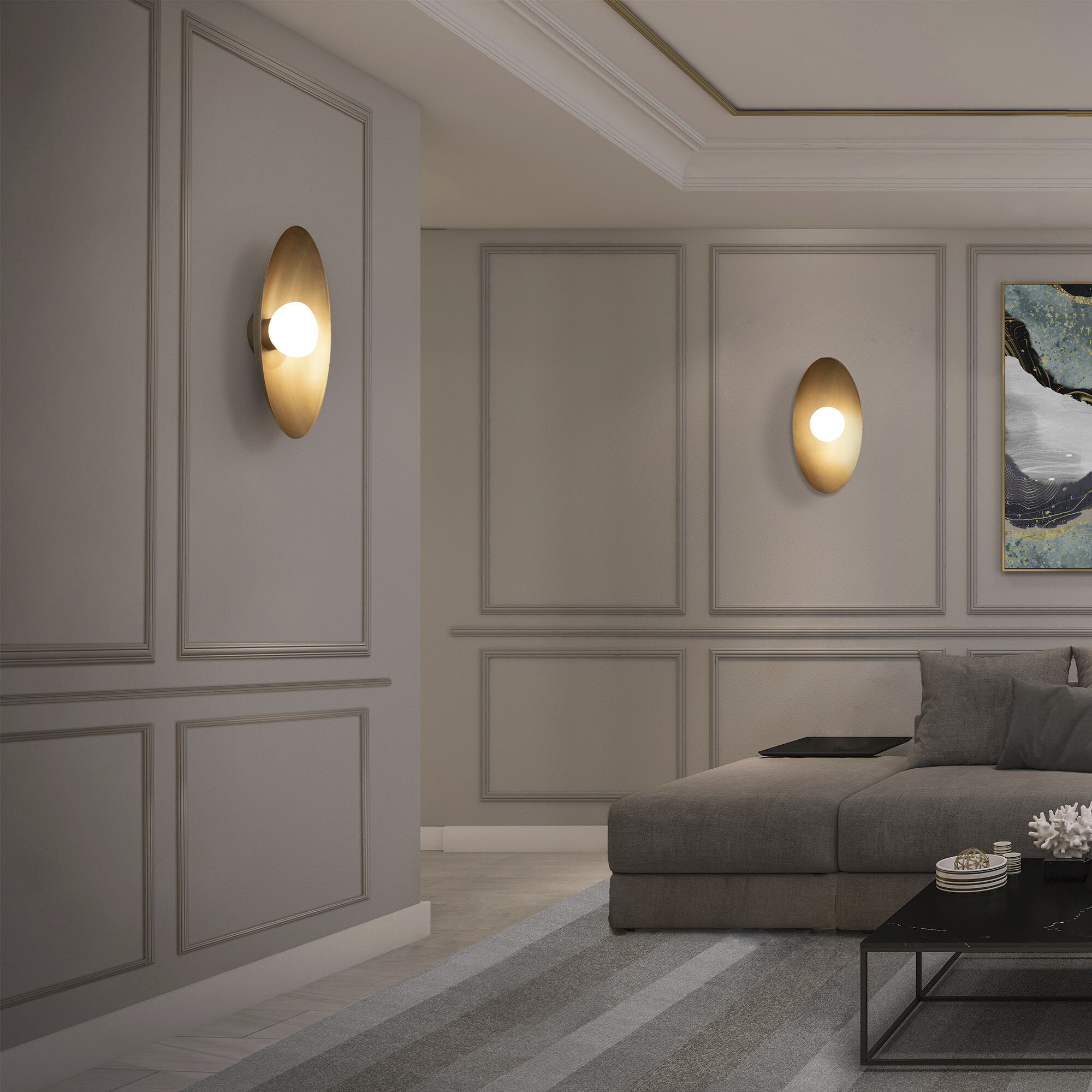 Glamour Wall Sconce Wall Light in 2700K, Aged Brass, dweLED