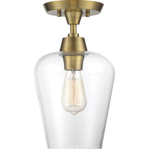 Octave 1 Light 8 inch Warm Brass Semi-Flush Ceiling Light, Essentials
