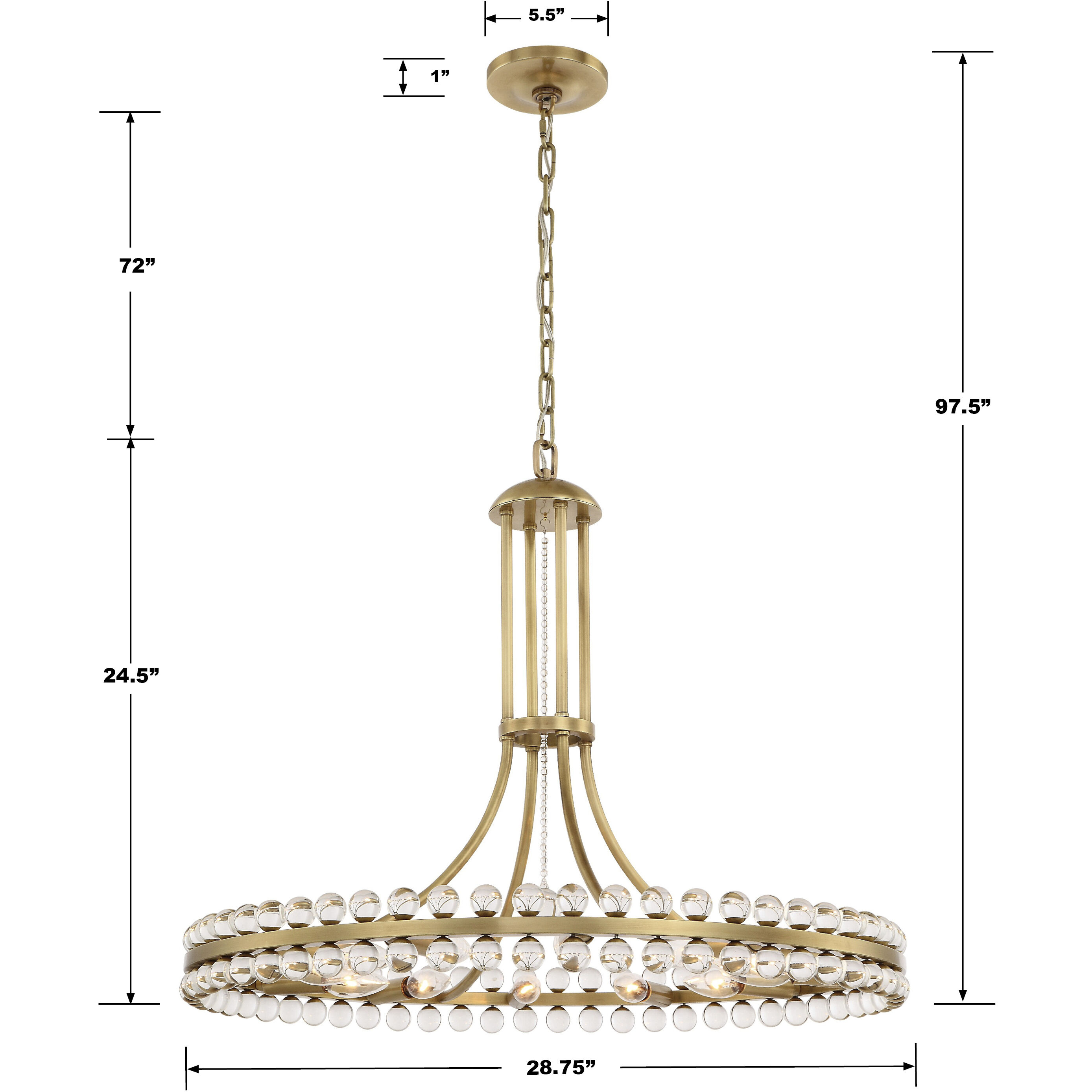 Clover 12 Light 28.75 inch Aged Brass Chandelier Ceiling Light