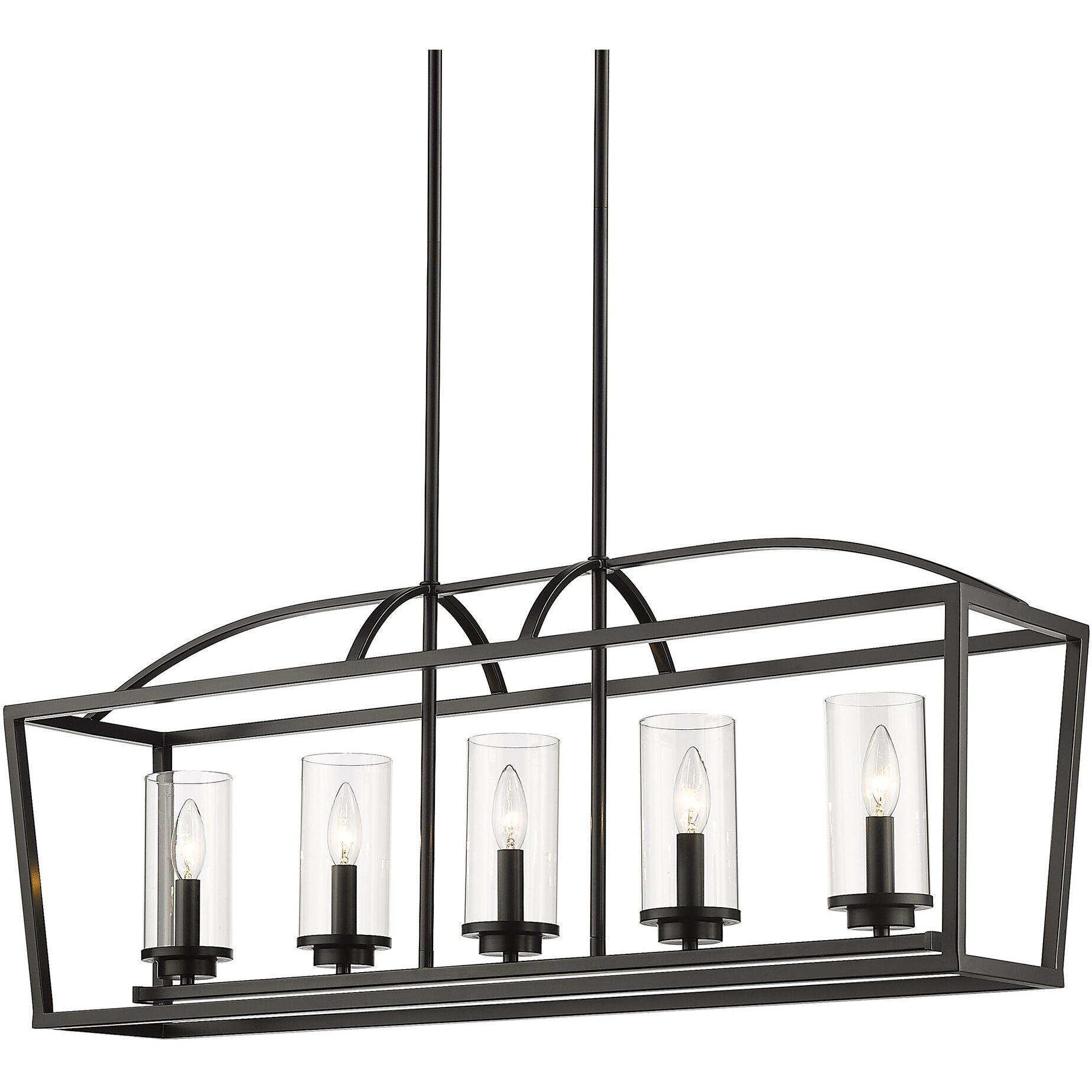 Mercer Island Light Ceiling Light in Clear Glass, Matte Black/Matte Black