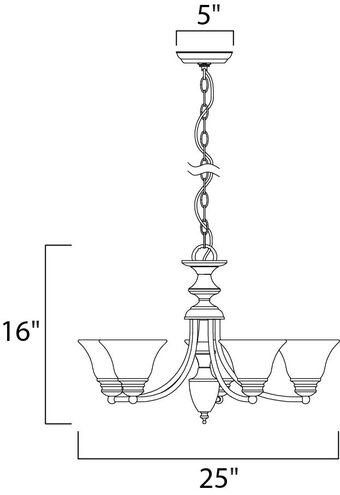 Malaga 5 Light 25 inch Satin Nickel Single Tier Chandelier Ceiling Light in Marble
