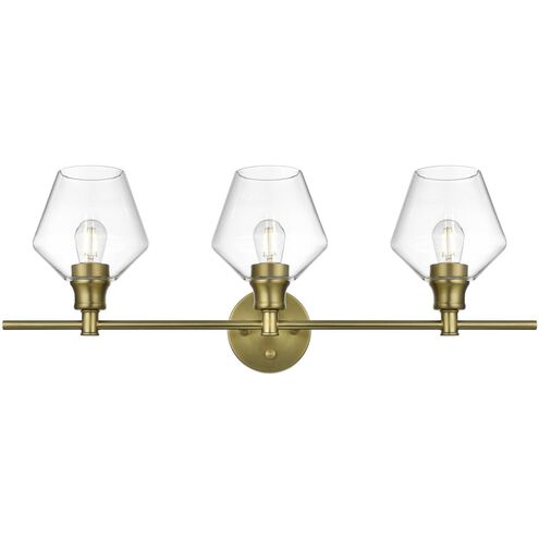 Gene 3 Light 28 inch Satin Gold Bath Sconce Wall Light