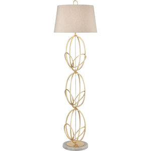 Morely 63 inch 150.00 watt Gold Leaf with White Floor Lamp Portable Light