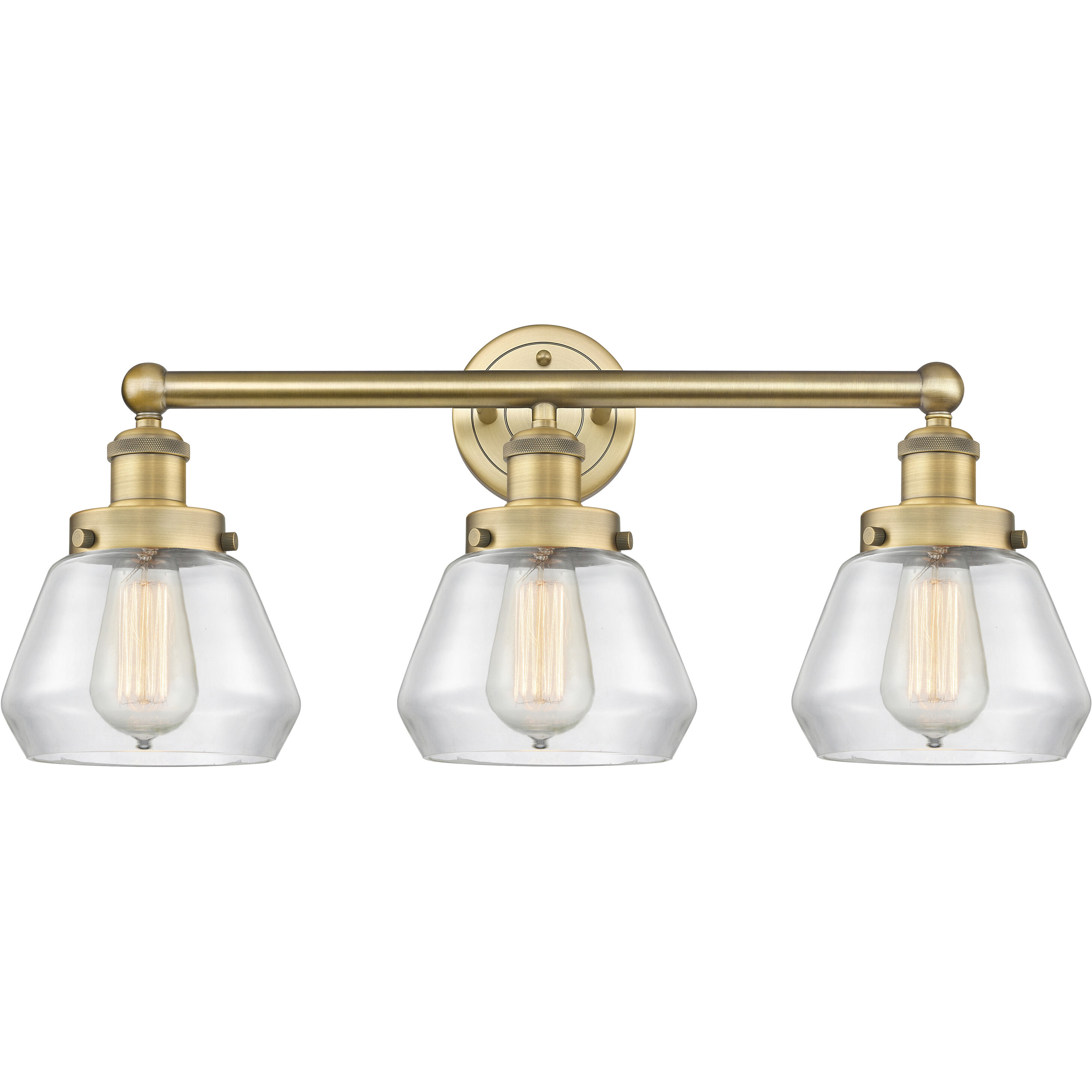 Fulton 3 Light 24.5 inch Brushed Brass Bath Vanity Light Wall Light in Clear