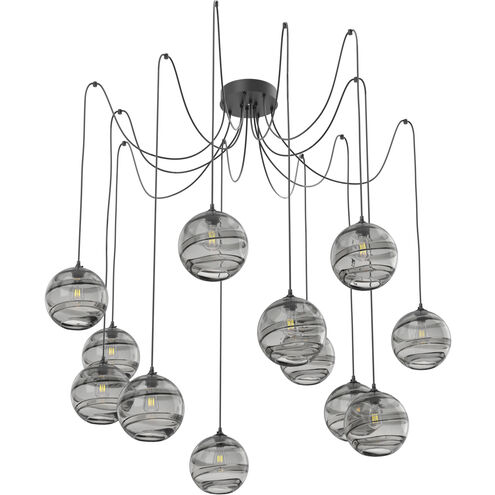 Terra 12 Light 18 inch Matte Black Swag Multi-Pendant Ceiling Light in Smoke Optic