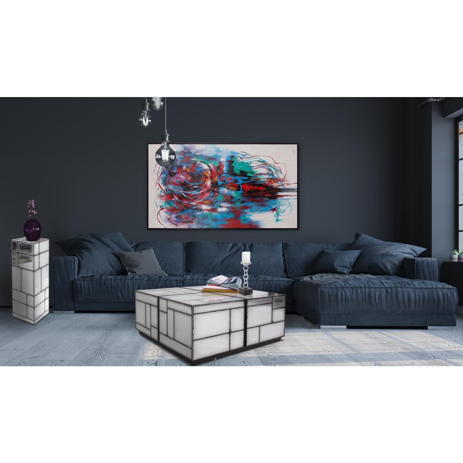 Braque 36 X 12 inch Smokey Gray and Black Pedestal