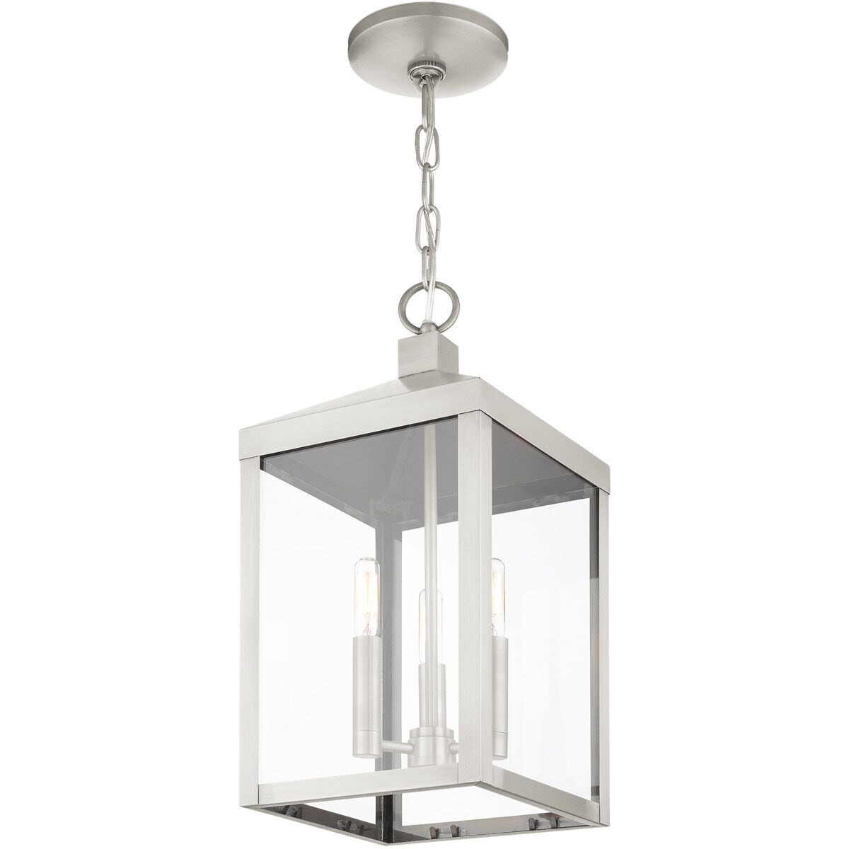Nyack 3 Light 8.25 inch Brushed Nickel Outdoor Pendant Lantern