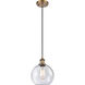 Ballston Athens LED 8 inch Brushed Brass Mini Pendant Ceiling Light in Seedy Glass, Ballston