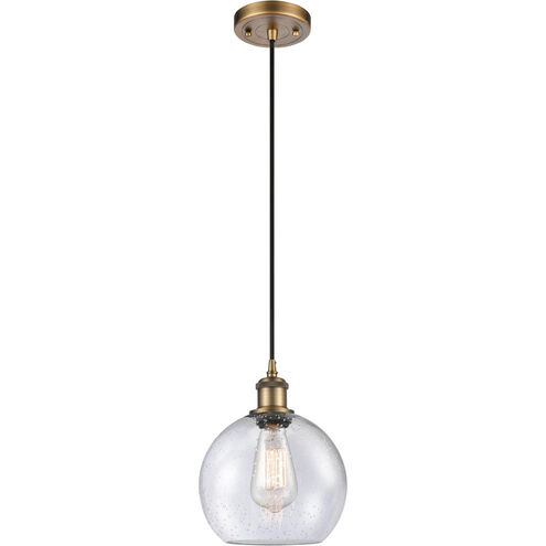 Ballston Athens LED 8 inch Brushed Brass Mini Pendant Ceiling Light in Seedy Glass, Ballston