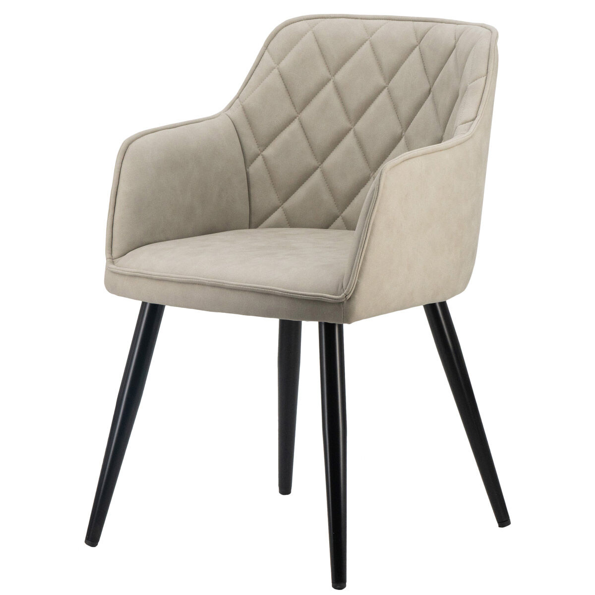 Quilted Back Black Dining Chair in Beige