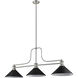 Melange 3 Light 52 inch Brushed Nickel Billiard Ceiling Light in Matte Black Steel