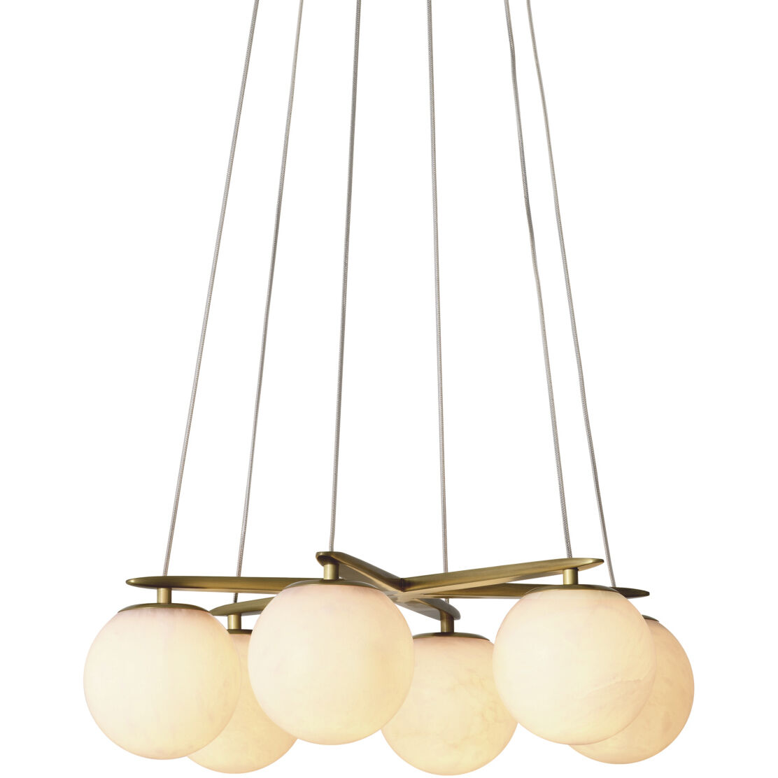 Morro 6 Light 23.62 inch Antique Brass with Alabaster Chandelier Ceiling Light