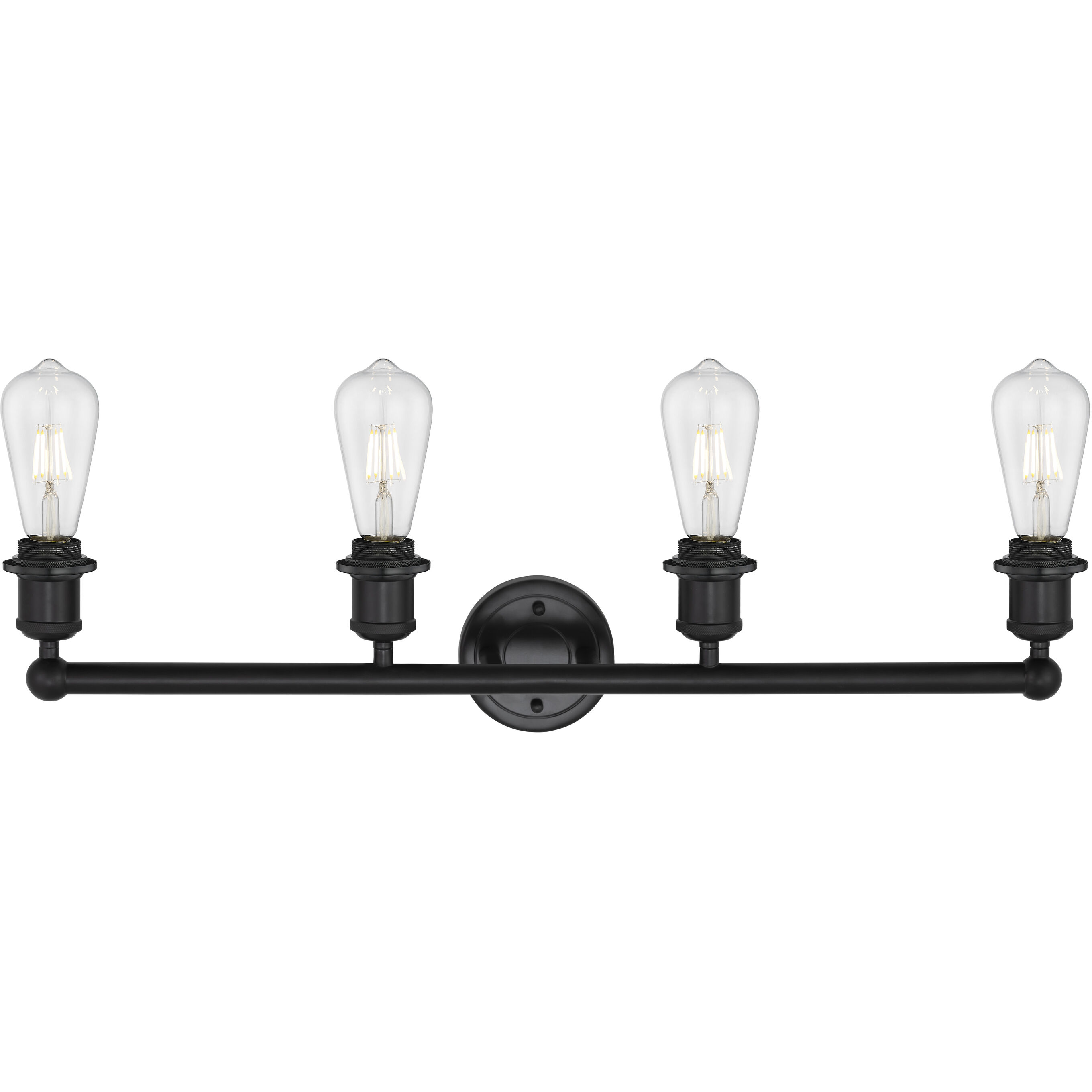 Edison Fenton 4 Light 34 inch Matte Black Bath Vanity Light Wall Light in Plated Smoke Glass
