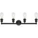 Edison Fenton 4 Light 34 inch Matte Black Bath Vanity Light Wall Light in Plated Smoke Glass