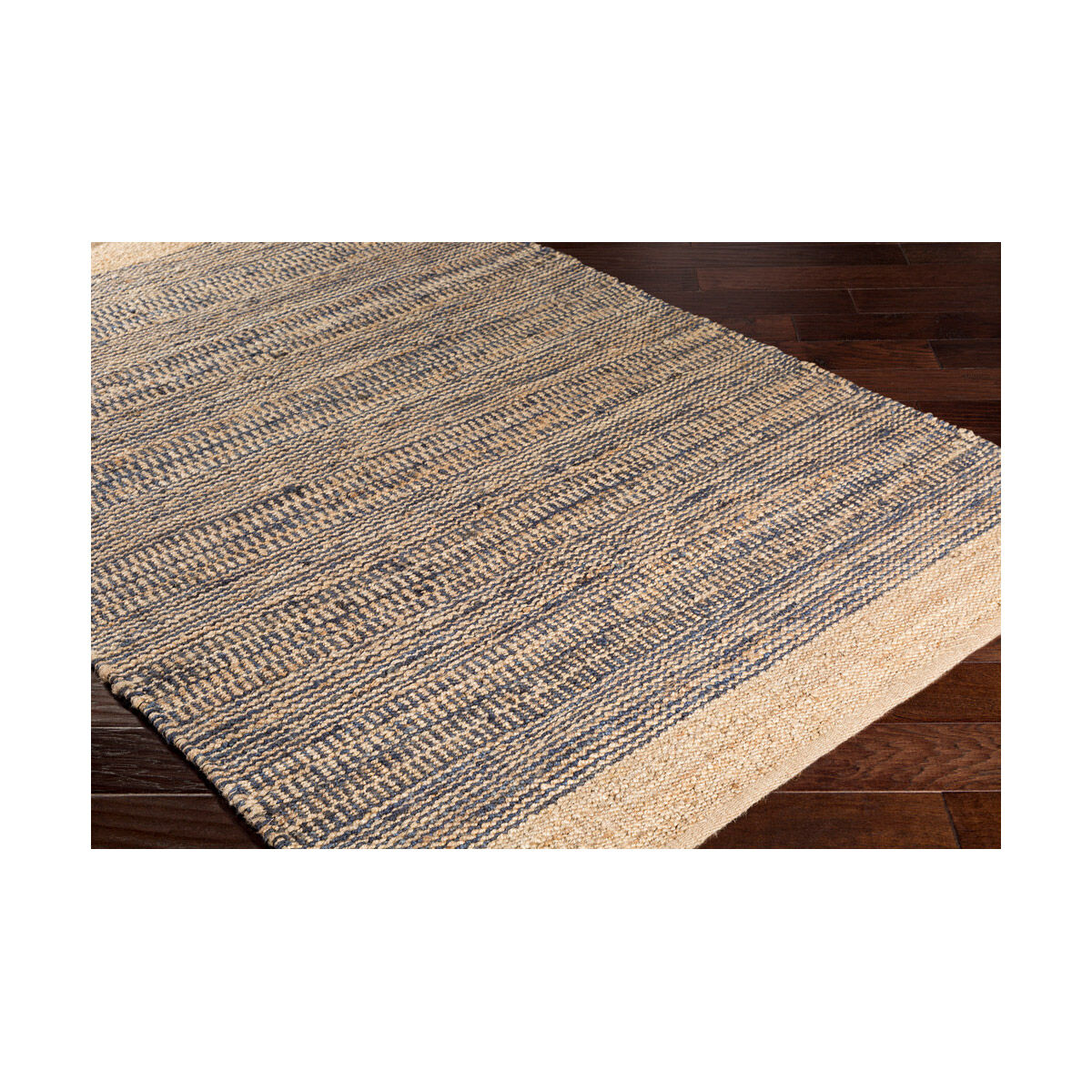 Davidson 96 X 30 inch Navy/Khaki Rugs, Jute and Cotton