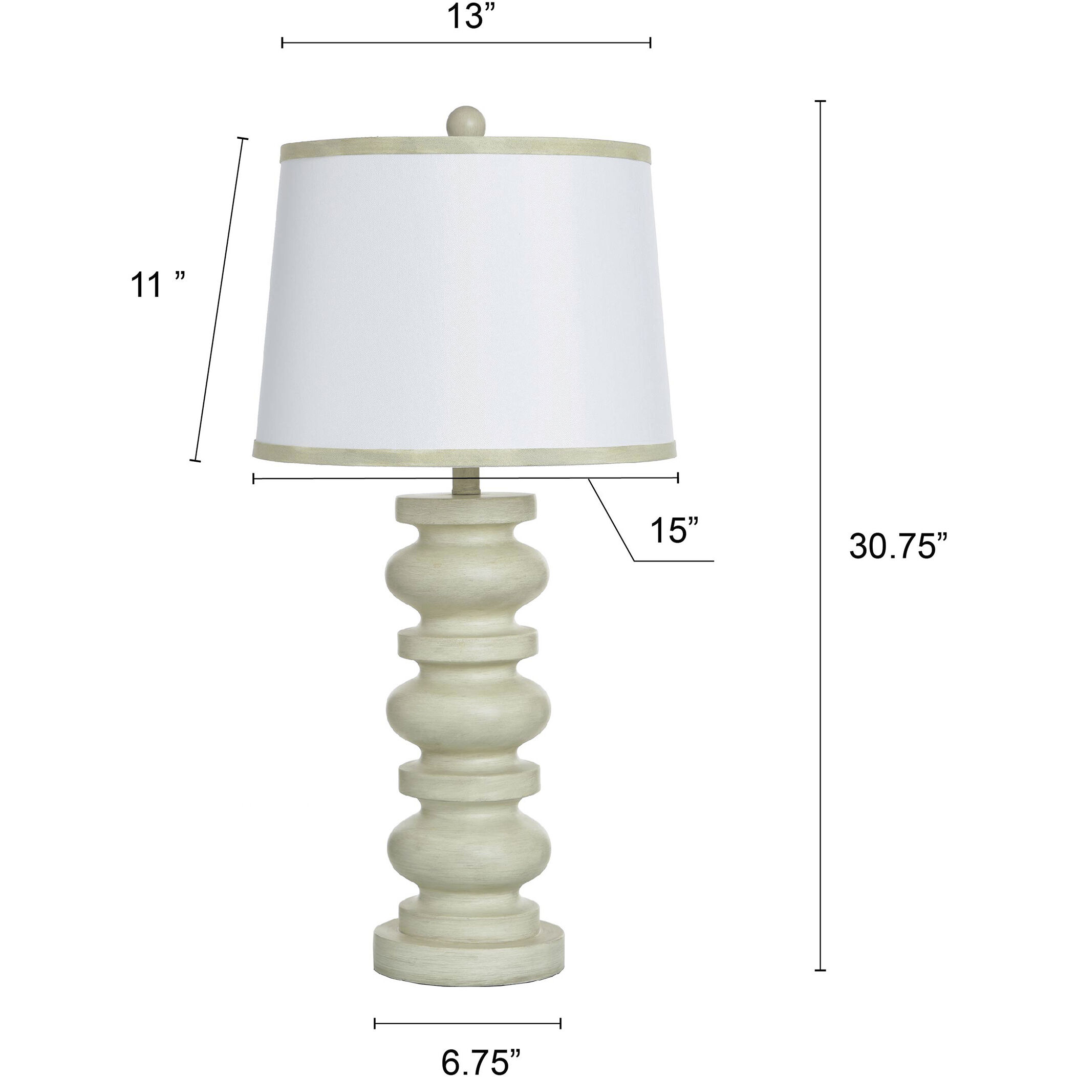 Abbott 30.5 inch 100 watt Pettye Ivory and White Table Lamp Portable Light