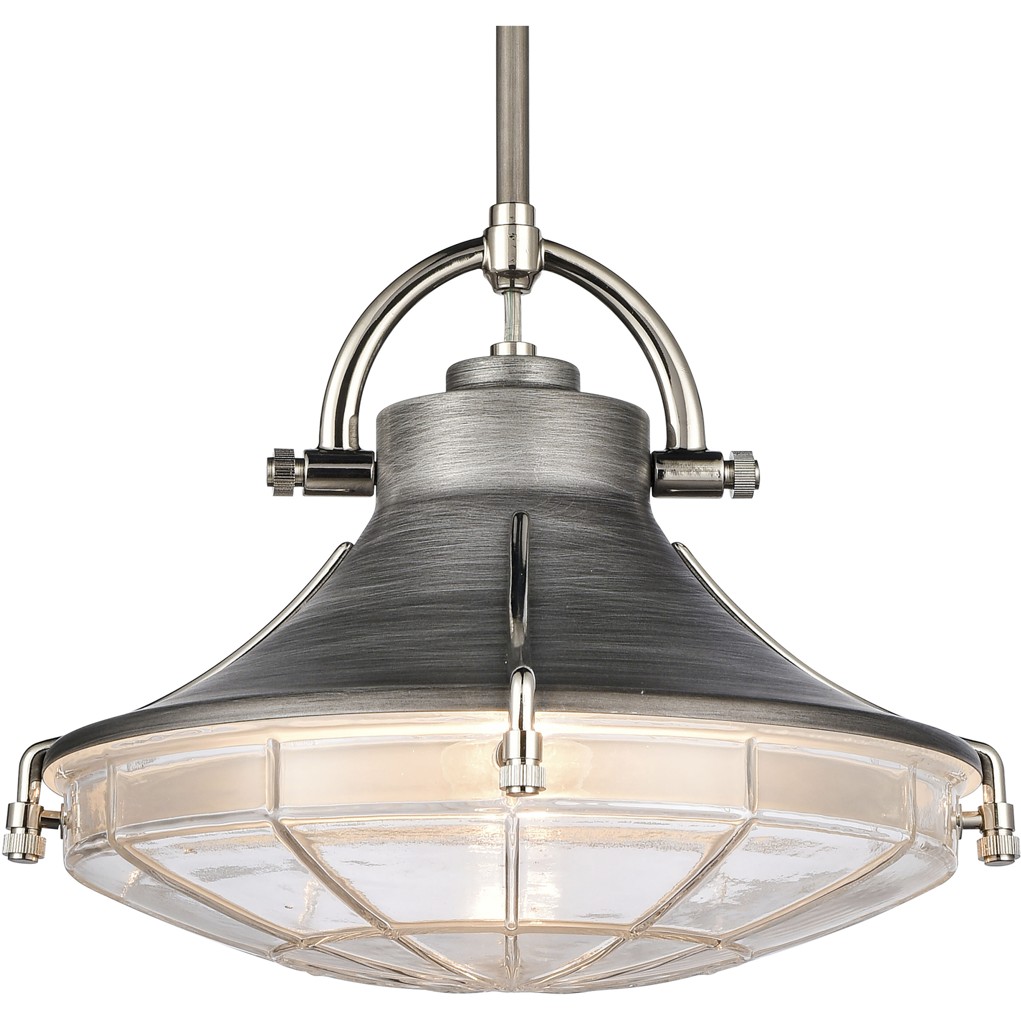 Urbanite 1 Light 13 inch Weathered Zinc with Polished Nickel Pendant Ceiling Light