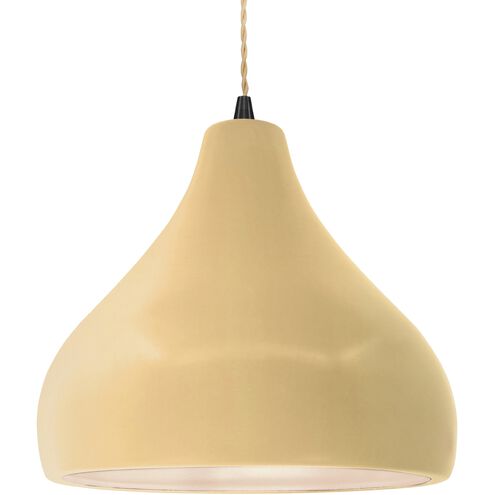 Radiance 1 Light 13.5 inch Matte Black and Muted Yellow Pendant Ceiling Light