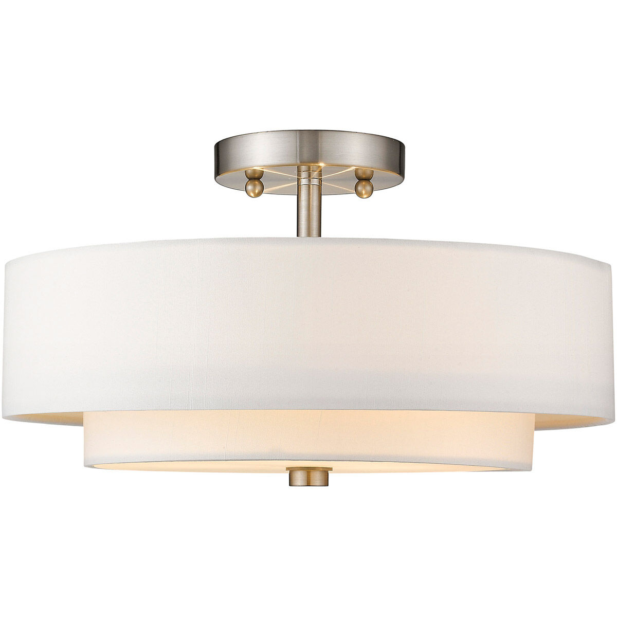 Claremont 3 Light 15 inch Brushed Nickel Semi-Flush Mount Ceiling Light