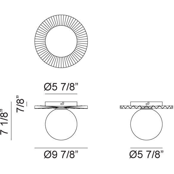 Modern Ruff Wall Sconce Wall Light in Black and Opal Glass