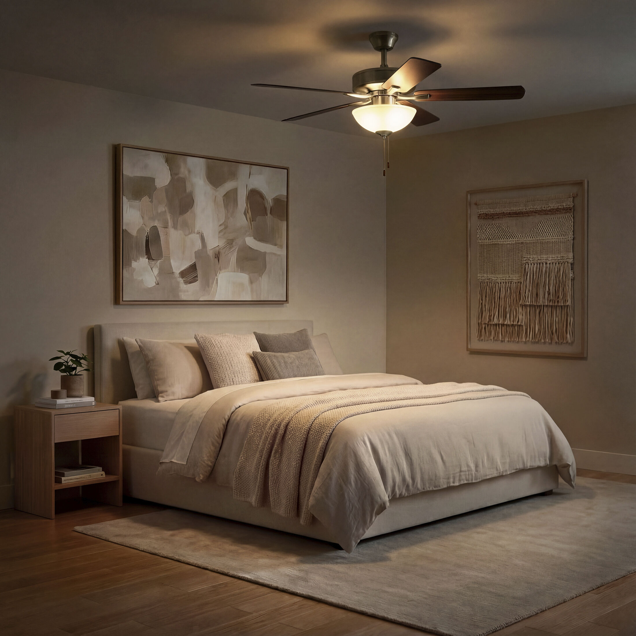 Basics Pro Select 52 inch Brushed Nickel with Walnut Blades Ceiling Fan