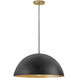 Lou 1 Light 22 inch Black with Lacquered Brass Pendant Ceiling Light