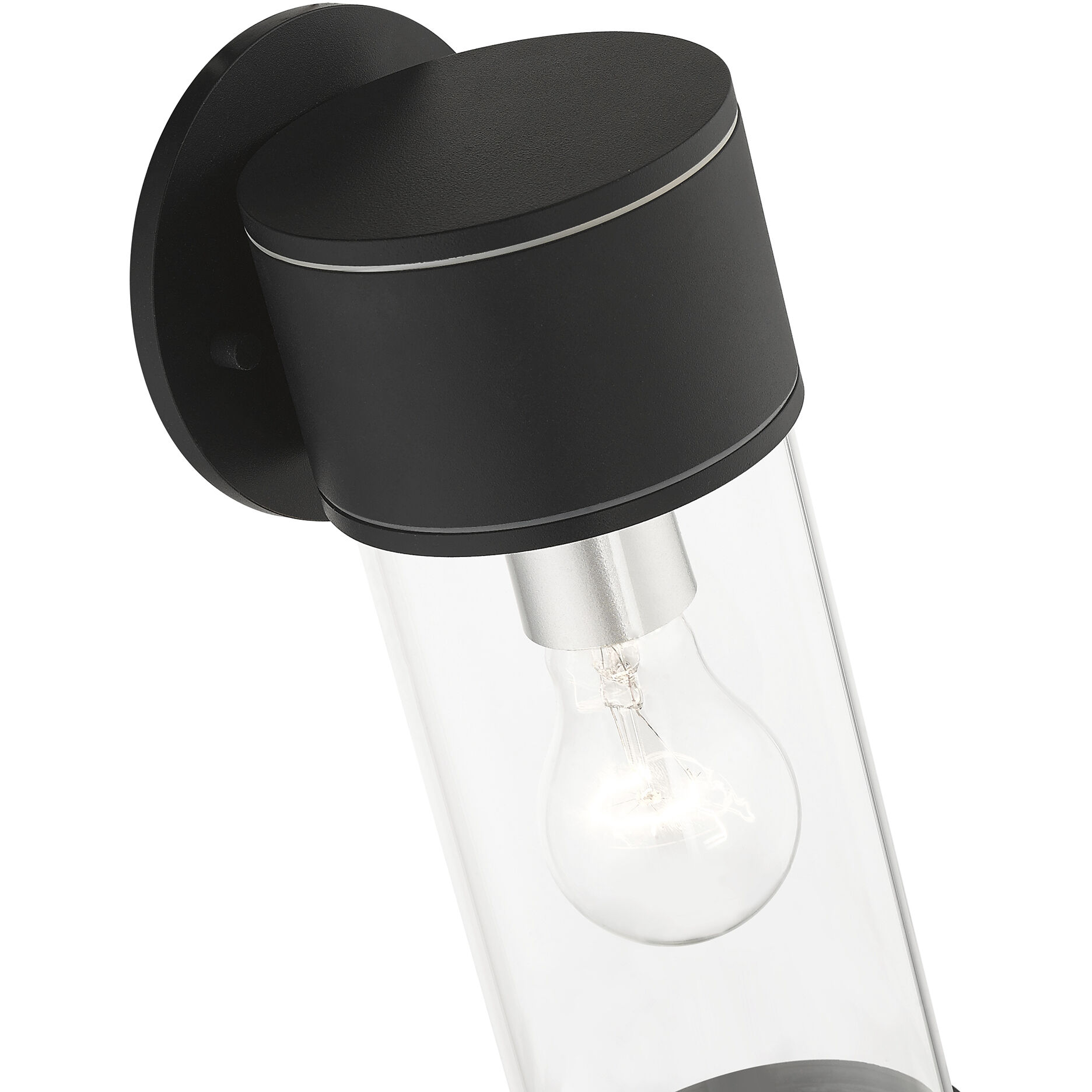 Atlantic 1 Light 4.5 inch Textured Black with Antique Silver Finish Accents Outdoor Medium Wall Lantern Wall Light