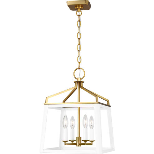 C&M by Chapman & Myers Carlow 4 Light 13.5 inch Matte White Chandelier Ceiling Light in Matte White / Burnished Brass