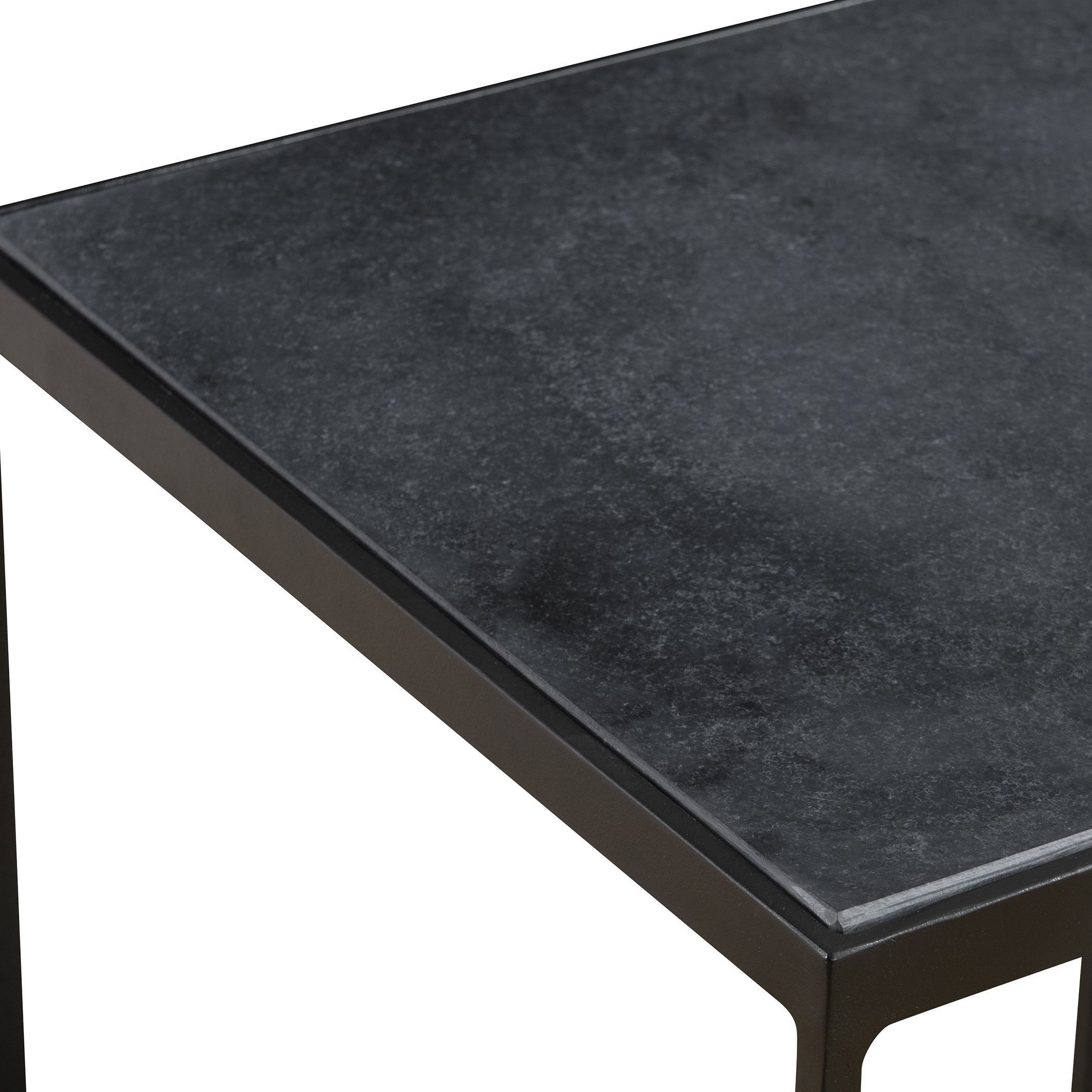 Sherwood 25 X 13 inch Matte Black with Black Honed Marble Accent Table