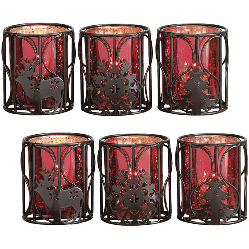 Heartland Red with Rustic Holiday Candleholder, Reindeer Votive