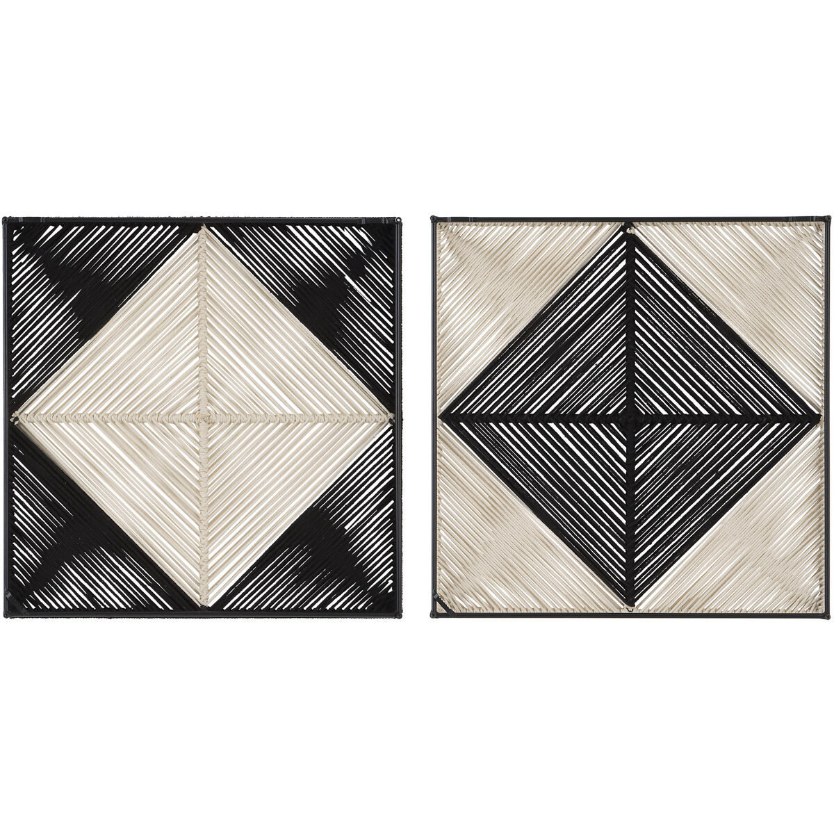 Seeing Double Black and Off-White Wall Panels, Set of 2