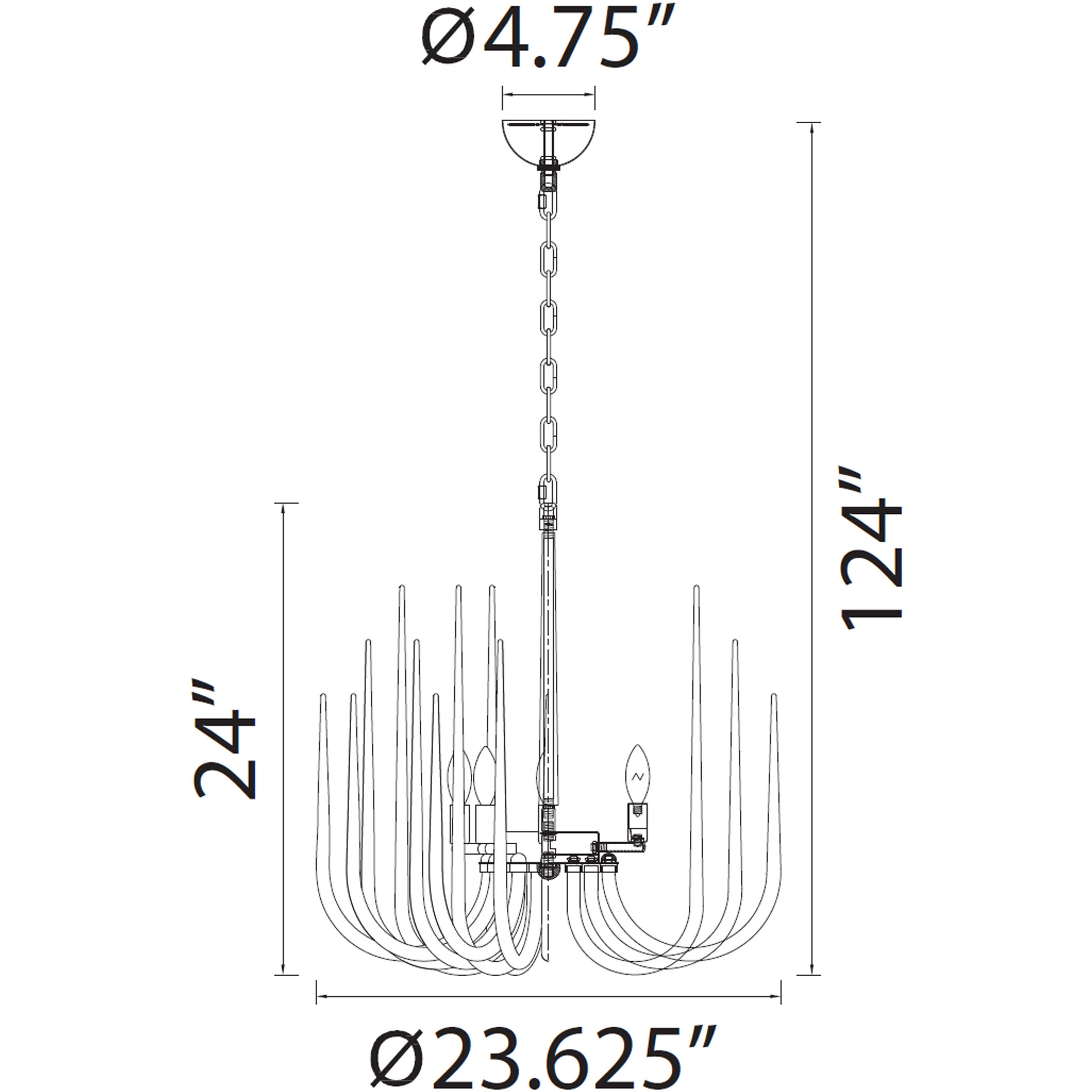 Astoria 8 Light 23.63 inch Satin Brushed Black Chandelier Ceiling Light